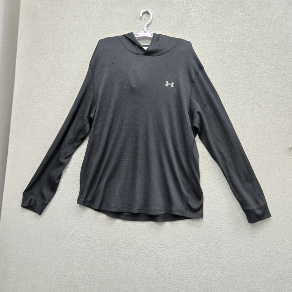 Under Armour Men Shirt 2XL Gray Activewear Logo Loose Long Sleeve Stretch Hooded